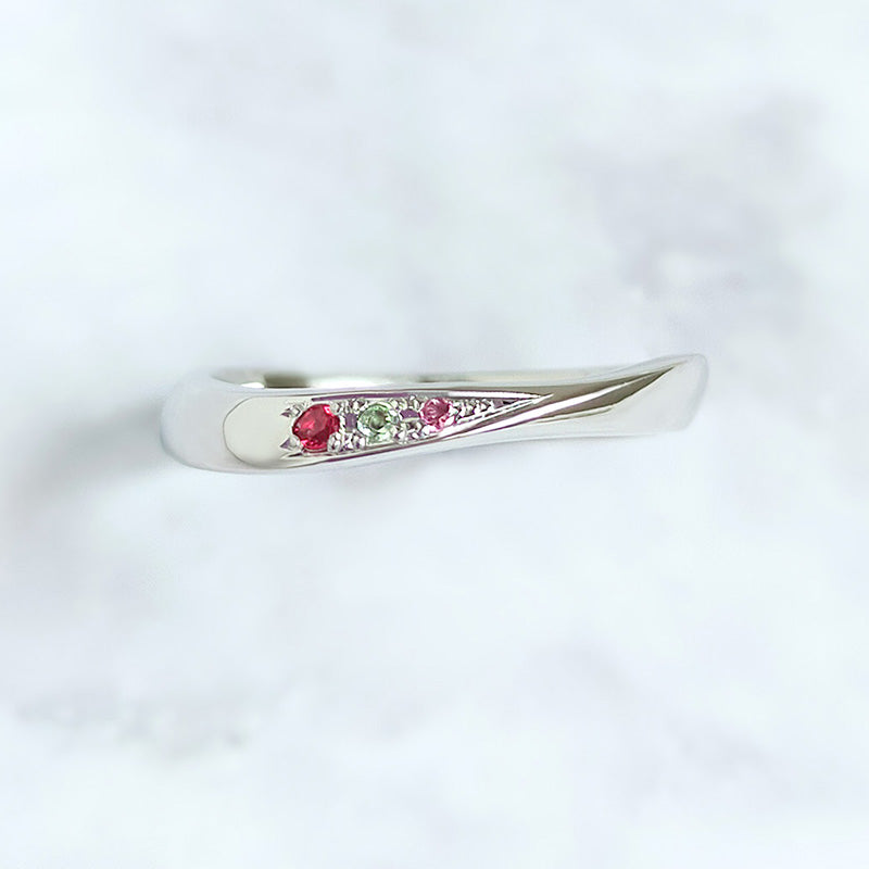 【決定専用】ファミリーリング S001M 4石 K18PG/7RU0PT11I11W/E:L