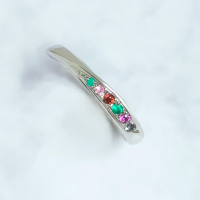 【決定専用】ファミリーリング S001M 4石 K18PG/7RU0PT11I11W/E:L