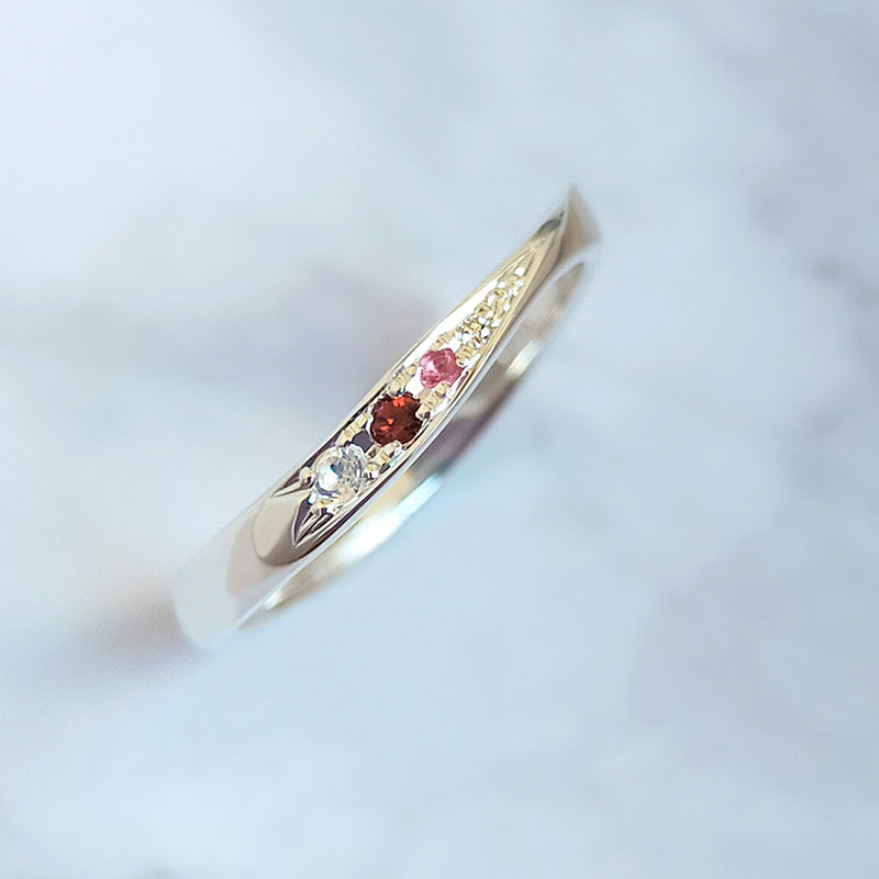 【決定専用】ファミリーリング S001M 4石 K18PG/7RU0PT11I11W/E:L