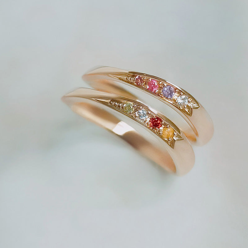 【決定専用】ファミリーリング S001M 4石 K18PG/7RU0PT11I11W/E:L