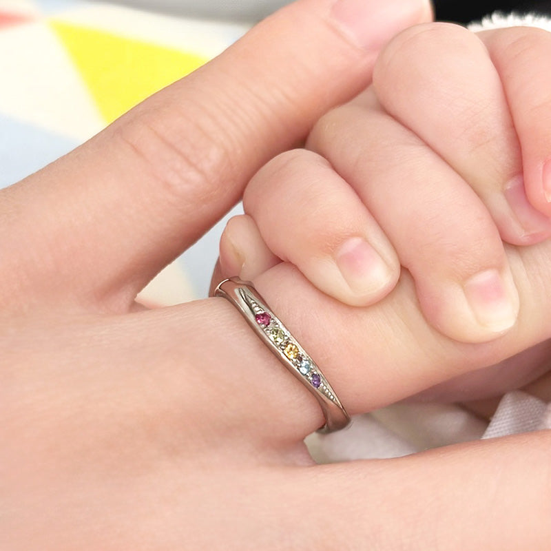 【決定専用】ファミリーリング S001M 4石 K18PG/7RU0PT11I11W/E:L