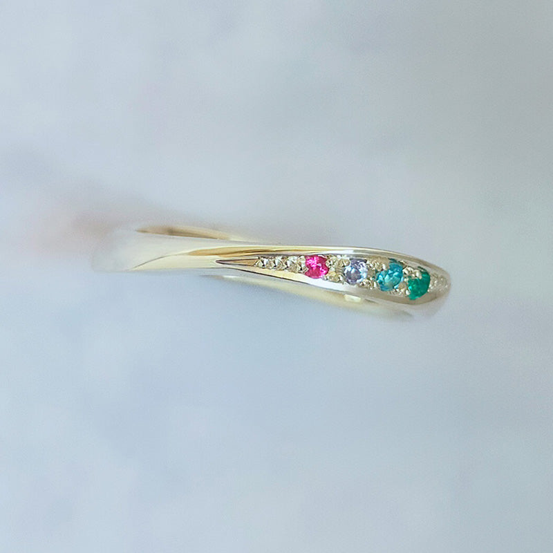 【決定専用】ファミリーリング S001M 4石 K18PG/7RU0PT11I11W/E:L