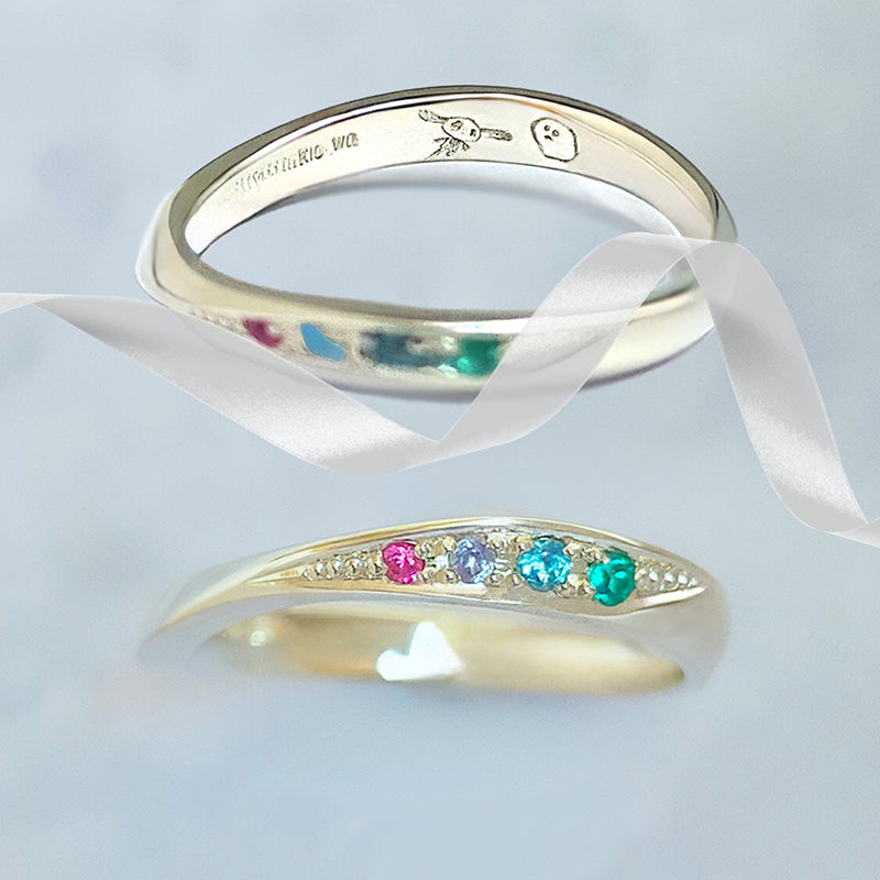 【決定専用】ファミリーリング S001M 4石 K18PG/7RU0PT11I11W/E:L