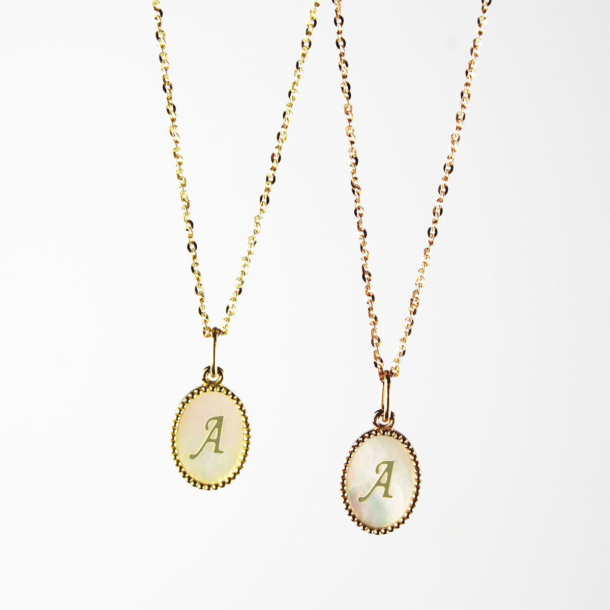 shell initial necklace A/ シェルイニシャルネックレスA【SMI/IN03】