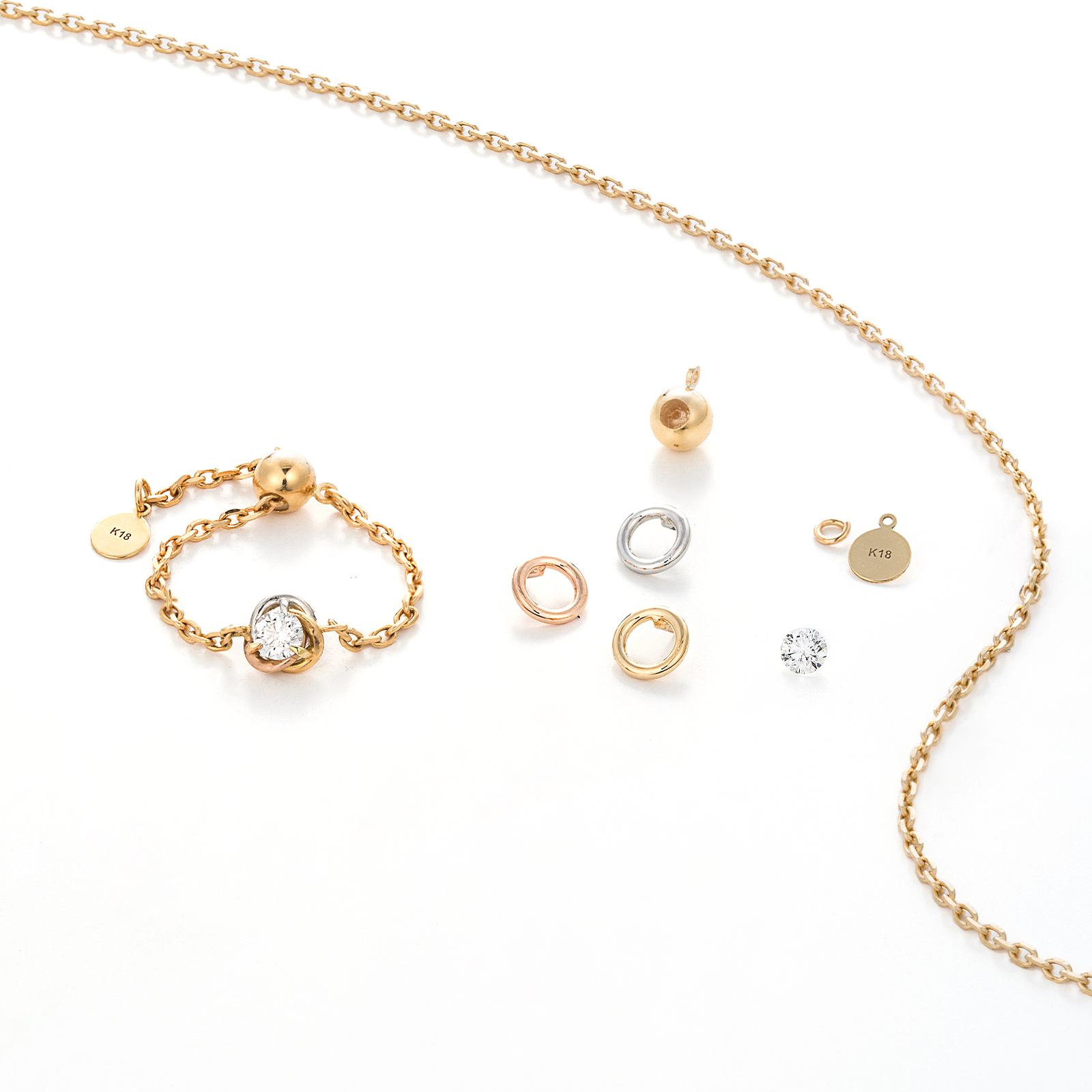 【SOL/R03】Soleil chain ring/ ソレイユ チェーンリング 0.1ct