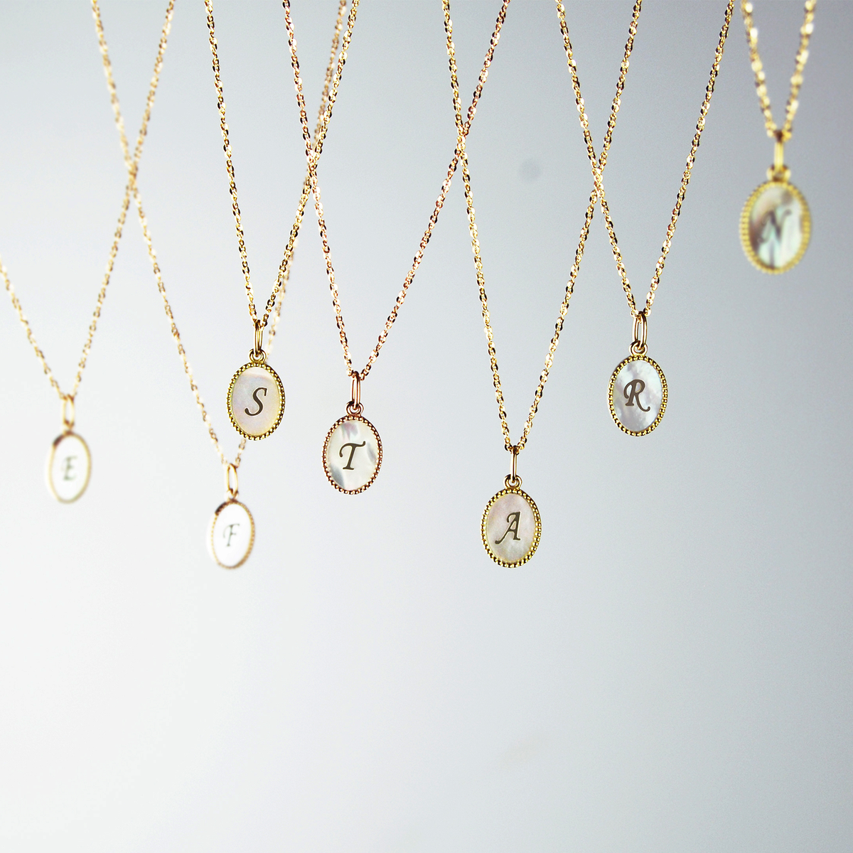 shell initial necklace A/ シェルイニシャルネックレスA【SMI/IN03】