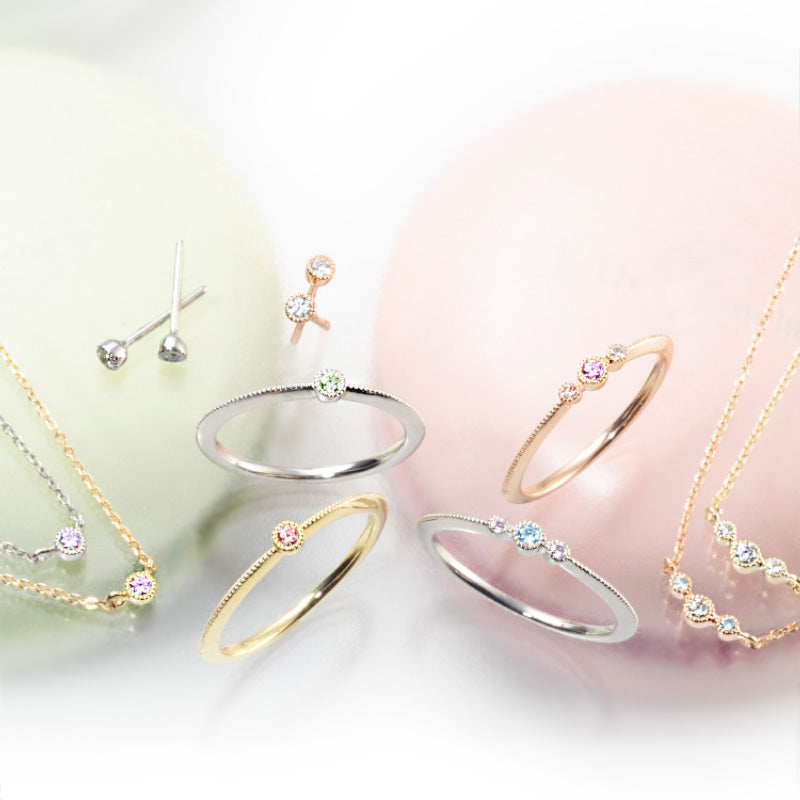 【KidsRing&PinkyRing】Station Eternity petit macoron/ ステーションエタニティーマカロンプチ3stone Pt【STER09】