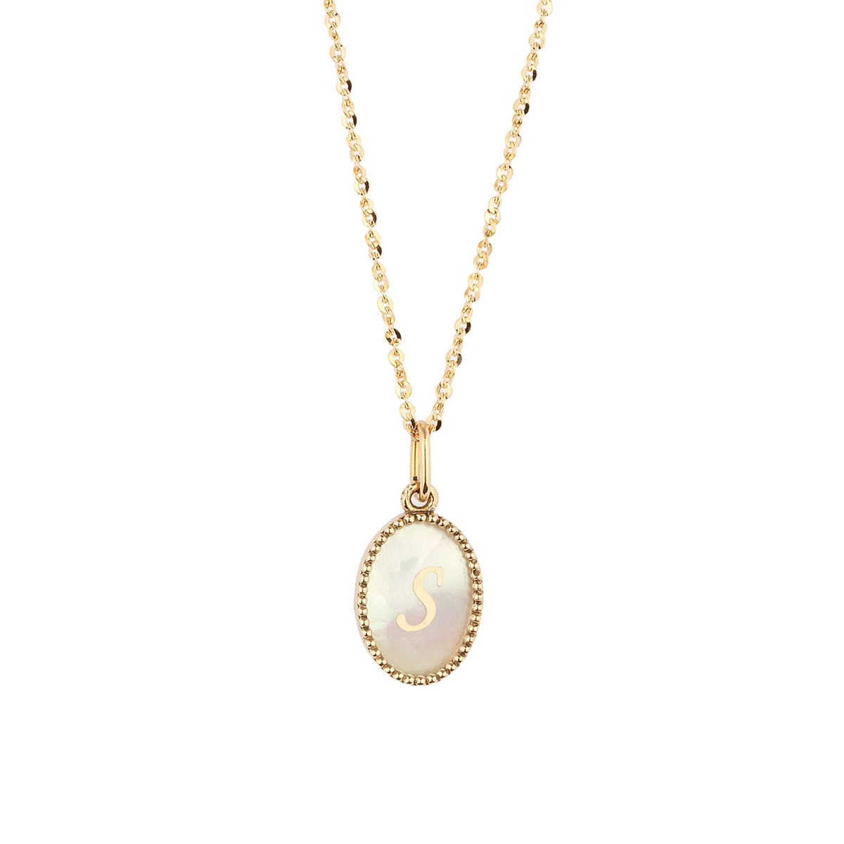 shell initial necklaceS/ シェルイニシャルネックレスS【SMI/IN03】