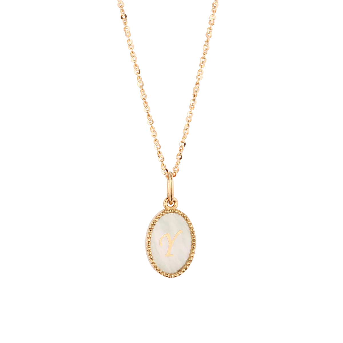shell initial necklaceY/ シェルイニシャルネックレスY【SMI/IN03】