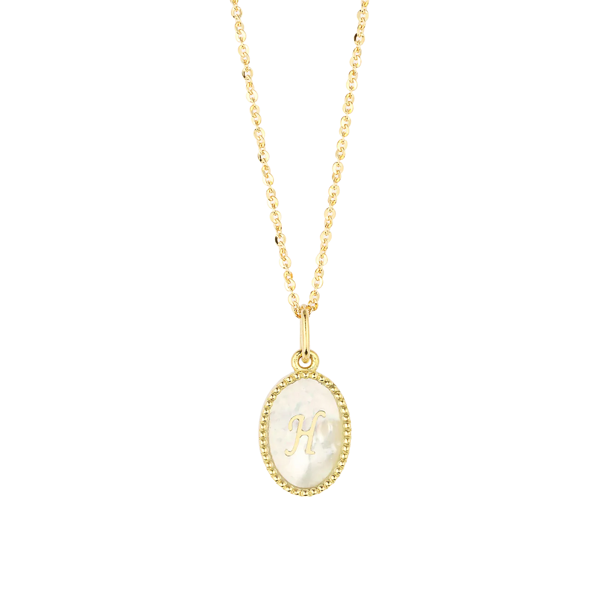 shell initial necklaceH/ シェルイニシャルネックレスH【SMI/IN03】