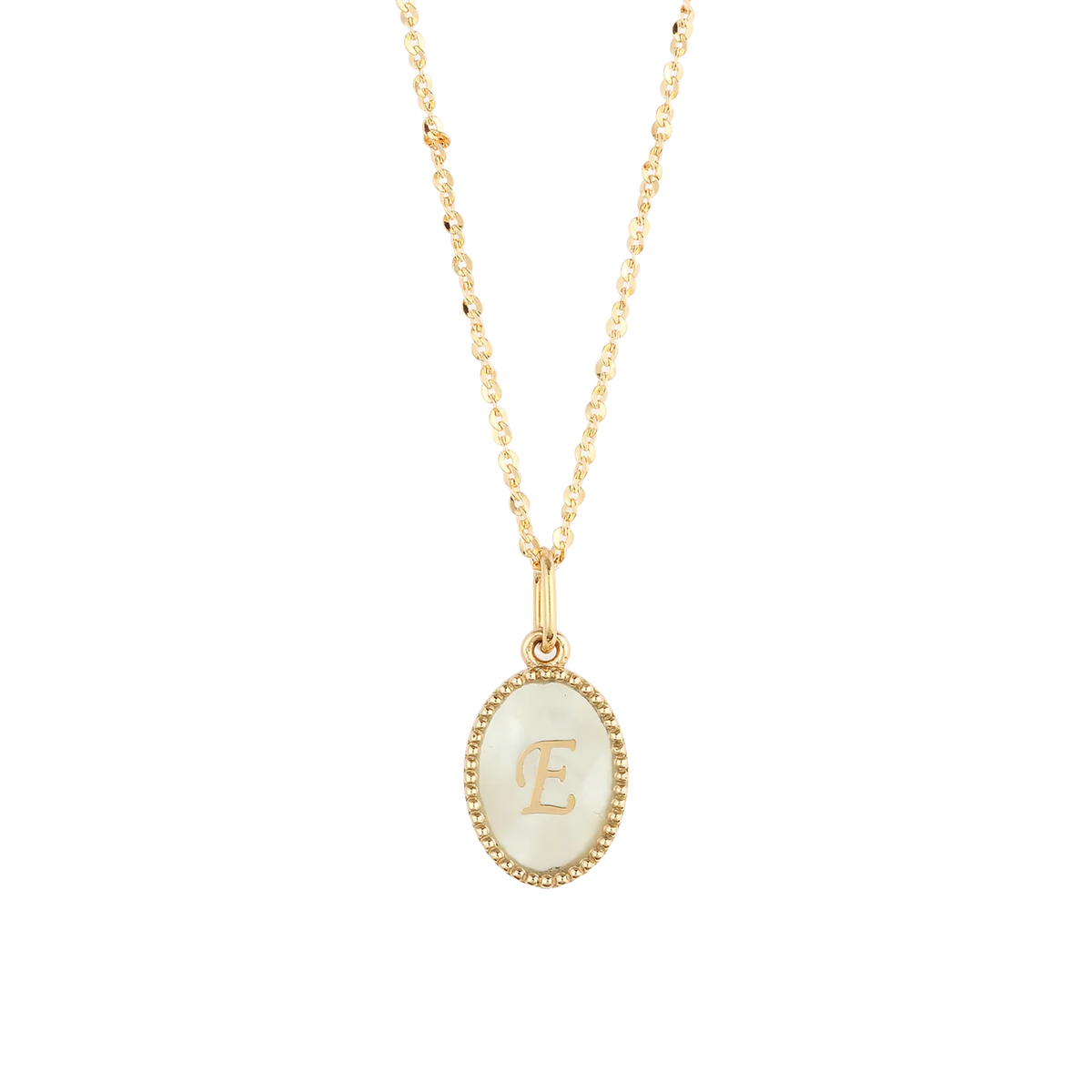 shell initial necklaceE/ シェルイニシャルネックレスE【SMI/IN03】