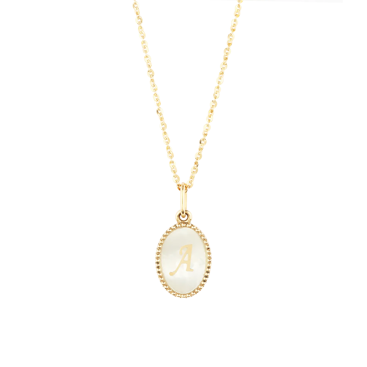 shell initial necklace A/ シェルイニシャルネックレスA【SMI/IN03】