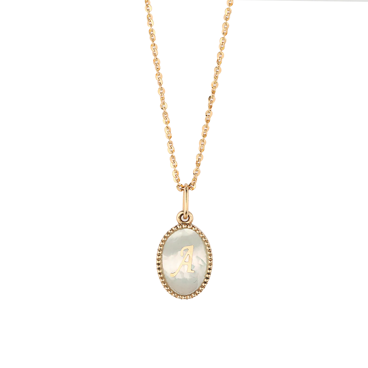 shell initial necklace A/ シェルイニシャルネックレスA【SMI/IN03】