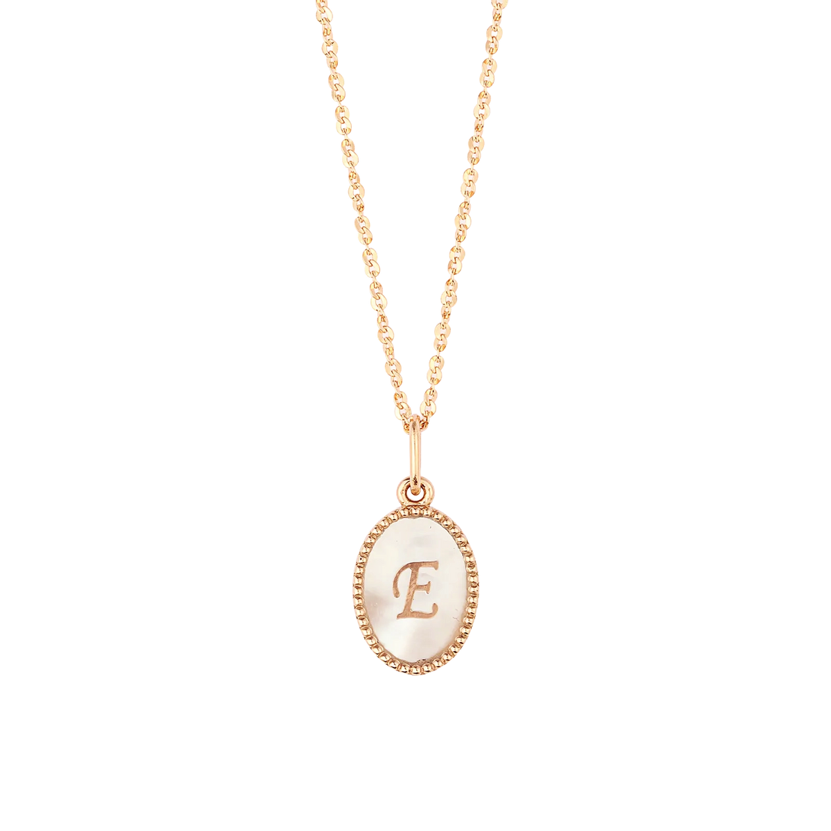 shell initial necklaceE/ シェルイニシャルネックレスE【SMI/IN03】