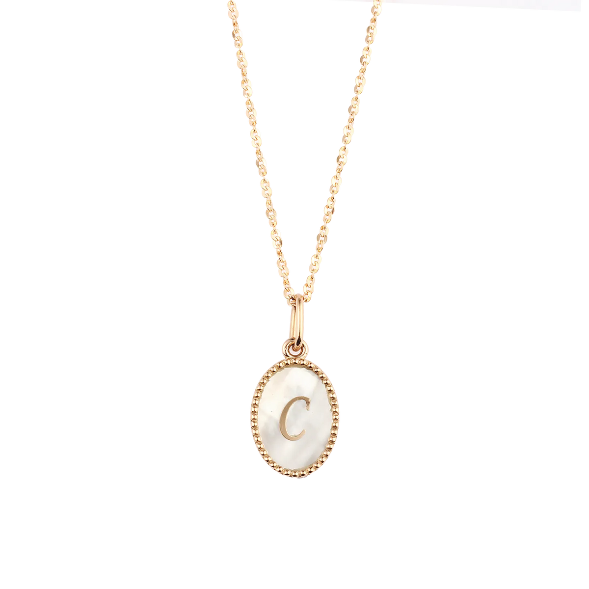 shell initial necklaceC/ シェルイニシャルネックレスC【SMI/IN03】